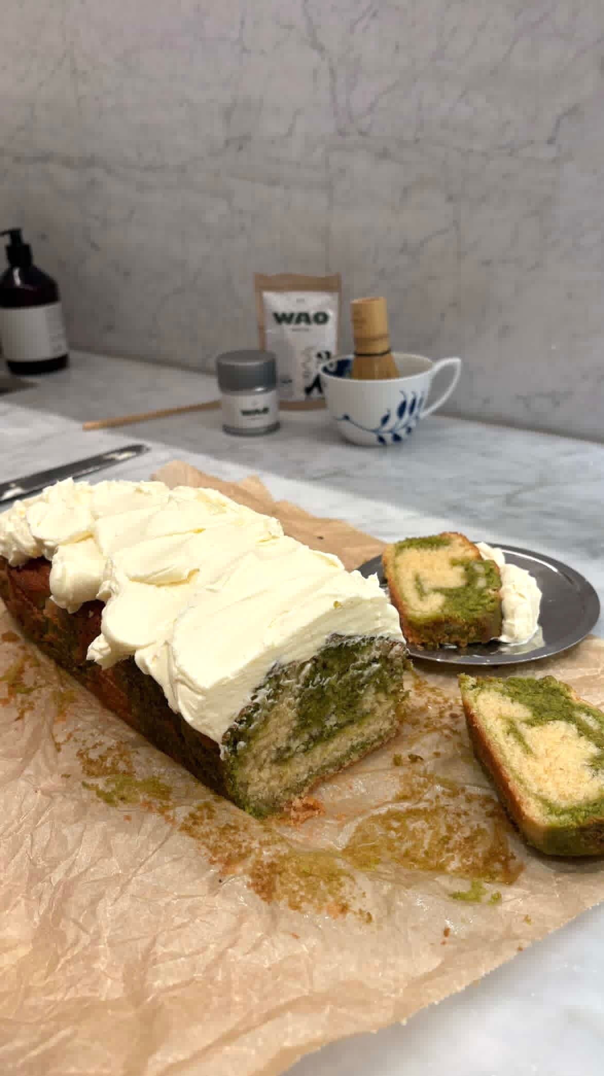 Matcha Marble Cake with Cream Cheese Frosting