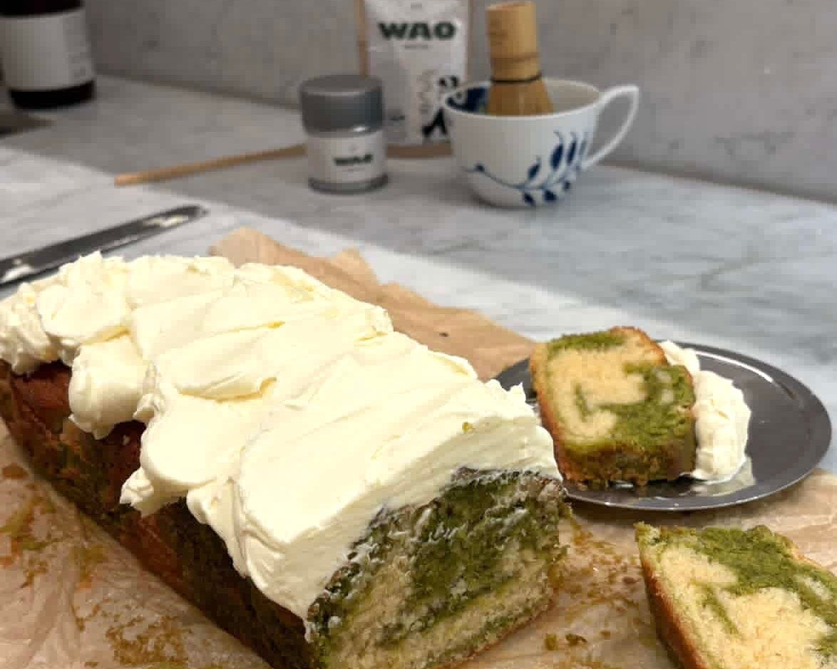 Matcha Marble Cake with Cream Cheese Frosting