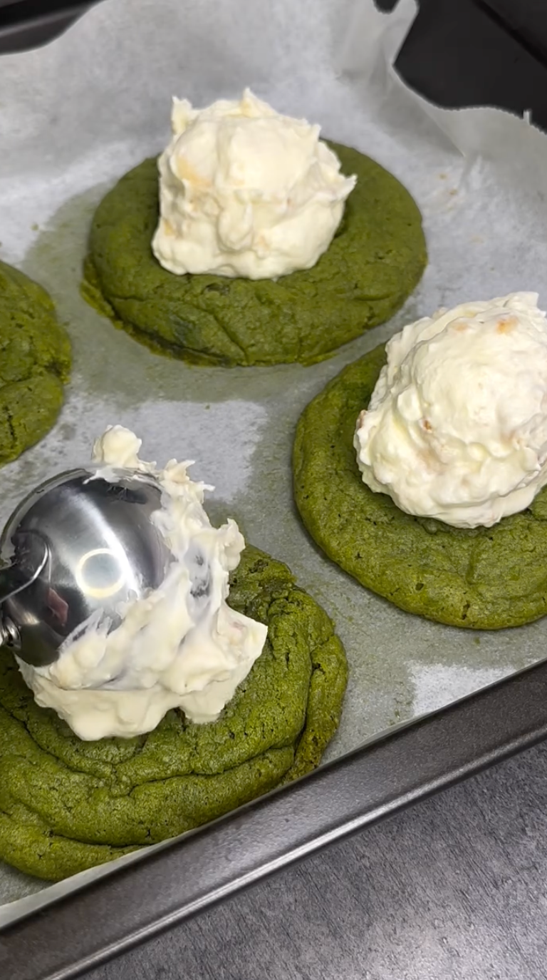 Matcha Cookies with Creamy Banana Frosting