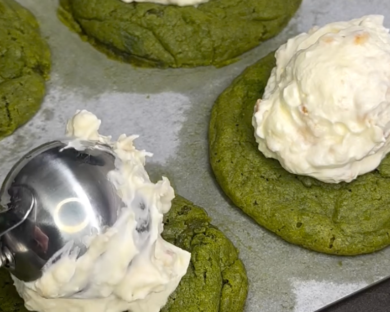 Matcha Cookies with Creamy Banana Frosting